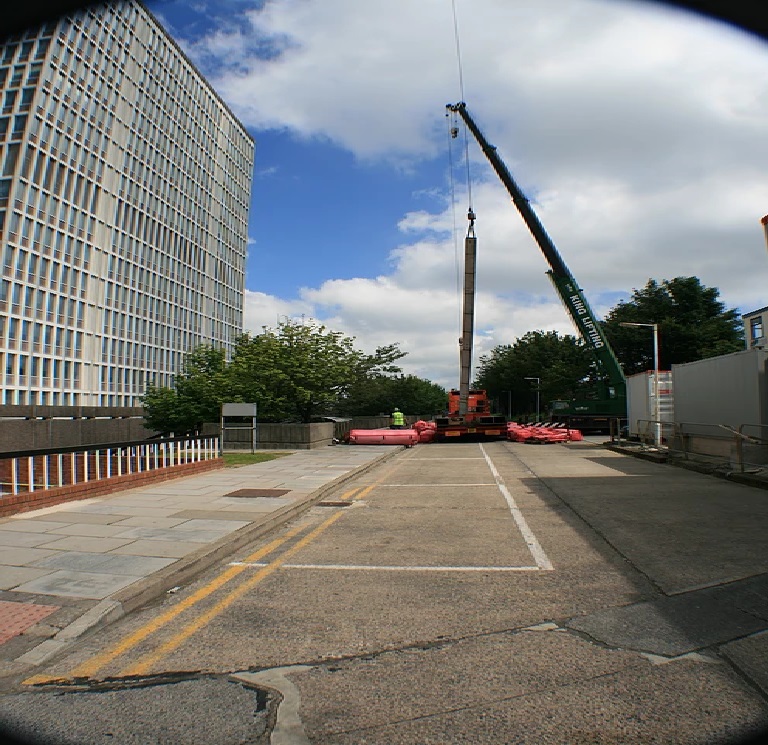 crane lifting industrial steel chimney liner